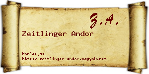 Zeitlinger Andor névjegykártya